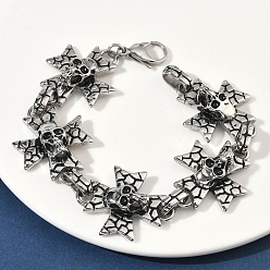 Античное Серебро 304 браслеты-цепочки из нержавеющей стали для мужчин и женщин, крест и череп, античное серебро, 9-1/4 дюйм (23.5 см)