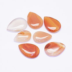 Orange Red Natural Agate Beads, teardrop, No Hole/Undrilled Gemstone, Dyed, Orange Red, 25.5~30x17~21x5~6mm