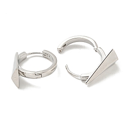 Real Platinum Plated Brass Hoop Earrings, Triangle, Real Platinum Plated, 16.5x9mm