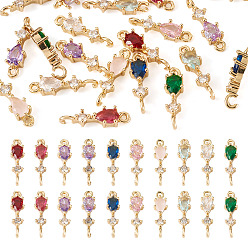 (52) Непрозрачная лаванда 20 шт 10 цвета кулоны из латуни, микропаве, циркония, слезинки, разноцветные, 18x5x4 мм, отверстие : 1.2~1.5 мм, 2 шт / цвет