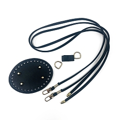 Черный Комплекты аксессуаров для нижнего плечевого ремня из искусственной кожи ручной работы, аксессуары для замены сумок, овальные, чёрные, 125x95 мм