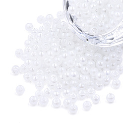 Белый 6/0 бисер имитация нефрита, блеск, окрашенные, круглые, белые, 4x3 мм, отверстие : 1.2 мм, о 450 г / мешок