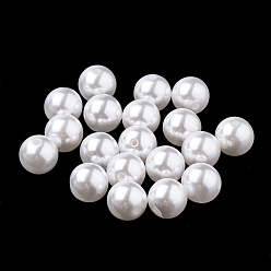 White ABS Plastic Imitation Pearl Beads, Half Drilled Beads, Round, White, 6mm, Half Hole: 1.2mm, about 5000pcs/bag