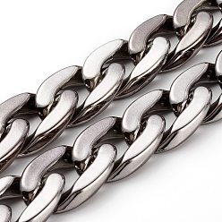 Черный Цвет Металла Обшивка из пластика ccb ручной работы, витые цепочки, несварные, металлический черный , 39x24x8 мм, около 39.37 дюйм (1 м) / прядь