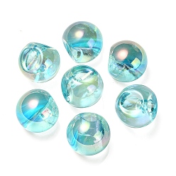 Голубой УФ-покрытие радужными переливающимися акриловыми бусинами, круглые бусины судзумару, голубой, 16.5x16.5 мм, отверстие : 3.5 мм