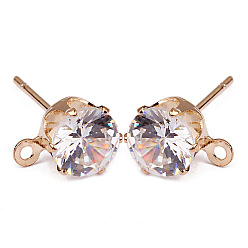 Золотой Серьги-пальцы из латуни с микропаве из кубического циркония, золотые, 8 мм, 50 шт / комплект