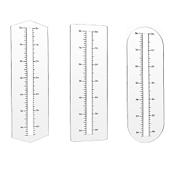 Прозрачный 3 шт. 3 стили индивидуальный инструмент для шитья акриловых молний, инструмент для коробчатой сумки, Правители, прозрачные, 180~190x60x3 мм, 1 шт / стиль