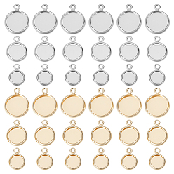 Platinum & Light Gold Сеттинги для кулона (кабошонов), латунь , плоско-круглые, платина и светлое золото, лоток : 6.2~10.1 мм, 10.8~14.8x7.9~11.8x1.3~1.8 мм, отверстие : 1.5 мм, 6 шт / стиль