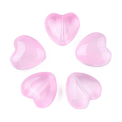 Бледно-Розовый Прозрачные брызги, окрашенные распылением, сердце, розовый жемчуг, 12x12x5.5 мм, отверстие : 0.5~1 мм