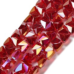 (123L) Белый крем непрозрачный блеск Стеклянные бусины с гальваническим покрытием , треугольные, граненые, огнеупорный кирпич, 7.5x8x5.5 мм, отверстие : 0.8 мм, около 70 шт / нитка, 13.39'' (34 см)