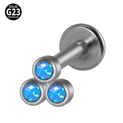 Треугольник G23 титановые безрезьбовые лабреты, с имитацией опал, цвет нержавеющей стали, треугольные, 6 мм, штифты : 1.2 мм