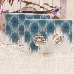 Peacock Бумажные карты дисплей, для серьги, прямоугольные, павлин, 2.5x3.5 см, о 100 шт / комплект