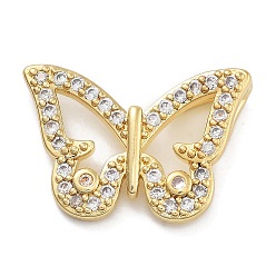 Прозрачный Стойка металлическая латунная микропрофилированная кубическая циркония подвески, долговечный, без свинца и без кадмия, бабочка, прозрачные, 21.5x14.5x5.7 мм, отверстие : 6.5x2 мм