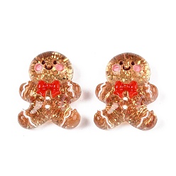 Медведь Рождественская тема прозрачная эпоксидная смола декодирует кабошоны, с блеском порошок, медведь, 29x22.5x9.5 мм