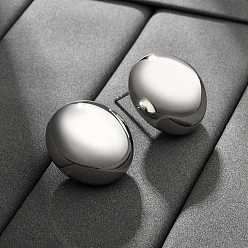 Платина Латунь серьги, овальные, платина, 22.5x20.5 мм