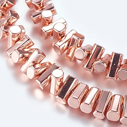 Гальванический Розовый Золотой Немагнитные синтетический гематит бисер пряди, колонка, покрытием из розового золота, 6.5x3 мм, отверстие : 1 мм, около 49 шт / нитка, 15.9 дюйм (40.5 см)