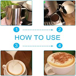 Stainless Steel Color Stainless Steel Latte Art Graduated Cup, Fancy Coffee Measuring Cup, Stainless Steel Color, 9.2x11.1x7.6cm, Inner Diameter: 6.3cm, Capacity: 350ml