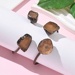 Лимонный Кварц Браслеты-манжеты из натуральных лимонных кварцевых бусин, регулируемые браслеты из латуни для женщин, самородки, внутренний диаметр: 2-3/8x2 дюйм (5.95x5.1 см)