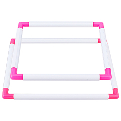 Deep Pink 2Pcs 2 Styles Rectangle Plastic Embroidery Hoops, Cross Stitch Hoop, Embroidery Sewing Stand Tools, Rectangle, Deep Pink, Finished Product: 335~435x290~335x23mm, 1pc/style