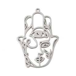 Нержавеющая Сталь Цвет 304 подвески из нержавеющей стали, рука хамса с женским узором, цвет нержавеющей стали, 37x25.5x1.5 мм, отверстие : 1.5 мм