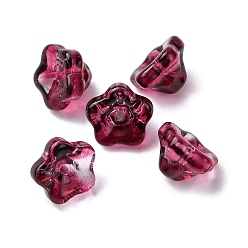 Средний Фиолетово-красный Прозрачные стеклянные бусины для выпечки, петуния, средне фиолетовый красный, 9x9x6 мм, отверстие : 1.4 мм