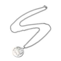 Нержавеющая Сталь Цвет Не тускнеющие 304 двухслойные подвески из нержавеющей стали, дерево с медведем, цвет нержавеющей стали, 23.62 дюйм (60 см)