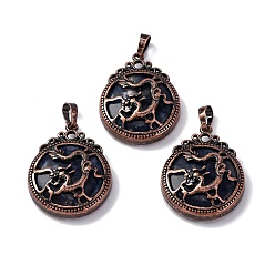 Содалитовое Природные подвески содалитом, плоские круглые латунные подвески, без свинца и без кадмия, 34.5x27x8 мм, отверстие : 6.5x5 мм