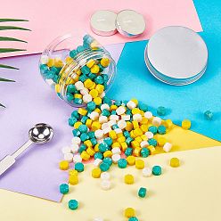 Mixed Color CRASPIRE Sealing Wax Particles Kits for Retro Seal Stamp, with Stainless Steel Spoon, Candle, Plastic Empty Containers, Mixed Color, 307pcs/set