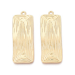 Золотой Подвески из текстурированного сплава с гальваническим покрытием для стеллажей, прямоугольник амулеты, без кадмия и без свинца, золотые, 48.5x18.5x4 мм, отверстие : 2.5 мм