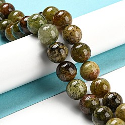 Garnet Natural Green Garnet Beads Strands, Andradite Beads, Round, 12mm, Hole: 1mm, about 32pcs/strand, 15.3 inch(39cm)