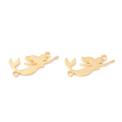 Настоящее золото 18K 201 ссылки нержавеющей стали, ручная полировка, русалка, вакуумное покрытие pvd, реальный 18 k позолоченный, 23x11x1.5 мм, отверстие : 1.5 мм