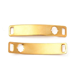 Hamsa Hand 201 подвески из нержавеющей стали, реальный 24 k позолоченный, звенья изогнутого прямоугольника, Hamsa hand pattern, 30x6x0.8 мм, отверстие : 4x2 мм