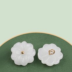 Белый Подвески из смолы, лотос, имитация нефрита, белые, 15.5x7.5 мм