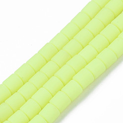 Yellow Handmade Polymer Clay Bead Strands, Column, Yellow, 6.5x6mm, Hole: 1.2mm, about 61pcs/strand, 15.75 inch(40cm)