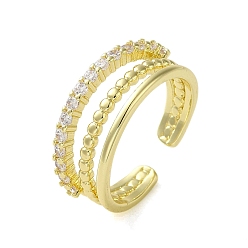 Real 18K Gold Plated Brass with Cubic Zirconia Rings, Double Layer, Real 18K Gold Plated, Inner Diameter: 18mm