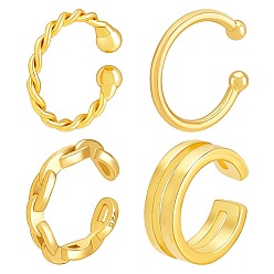 Золотой 4 шт. 4 стилей 925 серьги-манжеты из стерлингового серебра, c-образный, золотые, 11~12x1~4 мм, 1 шт / стиль