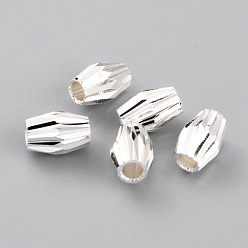 Посеребрённый Латунные бусины, долговечный, двухконусные, 925 серебро покрытием, 7x5 мм, отверстие : 2 мм