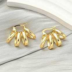 Настоящее золото 18K Спиральные латунные серьги-кольца, стойки покрытие, долговечный, без кадмия и без свинца, реальный 18 k позолоченный, 22.5x30x10 мм, штифты : 16x1~1.5x0.8 мм