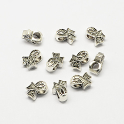 Кристалл Осознание ленты сплава горный хрусталь большое отверстие европейские шарики, античное серебро, кристалл, 13x11x7.5 мм, отверстие : 5 мм