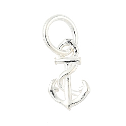 Серебро 925 подвески в виде якоря из стерлингового серебра, с прыжковых колец, серебряные, 9.5x5.5x1 мм, отверстие : 3.7 мм