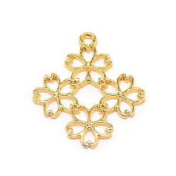 Golden Alloy Open Back Bezel Pendants, for DIY UV Resin, Epoxy Resin, Pressed Flower Jewelry, Flower, Golden, 29x26x1.5mm, Hole: 1.8mm