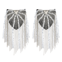 Платина 2 модные погоны с кисточками, наплечная нашивка из сплава со стразами, с металлическими цепями и тканевой фурнитурой, платина, 180x100x14 мм