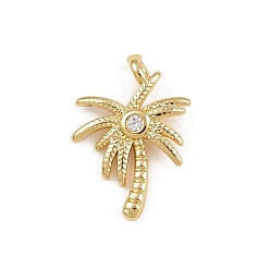 Настоящее золото 18K Латунные микро проложить кубического циркония подвески, очарование кокосового дерева, стойки покрытие, долговечный, без свинца и без кадмия, реальный 18 k позолоченный, 11.5x8x2.5 мм, отверстие : 0.6 мм