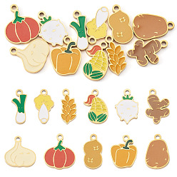 Mixed Shapes 11 шт. 11 стили овощей 304 эмалированные подвески из нержавеющей стали, разнообразные, ионное покрытие (ip), золотые, разноцветные, 12.5~14.5x6~12x1.5 мм, отверстие : 1.4 мм