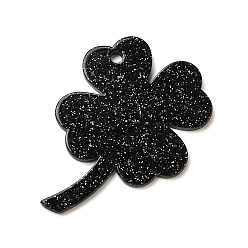 Черный Непрозрачные акриловые подвески, клевер, чёрные, 37.5x48.5x2 мм, отверстие : 2.5 мм