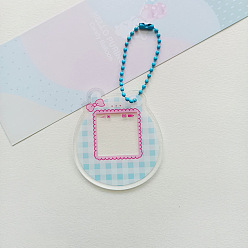 Небесно-голубой Прозрачные акриловые заготовки для ключей, с шариковыми цепями случайного цвета, медведь с клетчатым рисунком, голубой, 5.9x5.3x0.2 см