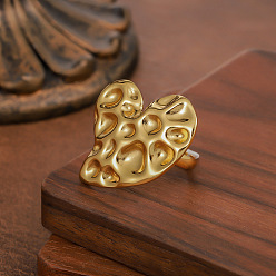 Сердце 304 текстурированные кольца на пальцах из нержавеющей стали, золотые, сердце, 20 мм