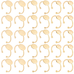 Настоящее золото 18K 30 шт. 3 стили регулируются 304 компоненты колец из нержавеющей стали, латунная фурнитура платформы для кольца, плоско-круглые, реальный 18 k позолоченный, размер США 8 1/2 (18.5 мм), лоток : 8~12 мм, 10 шт / стиль