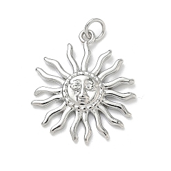 Солнце Латунные подвески, платина, с целью перехода в кольце, солнце, 25x22x3 мм, отверстие : 3.5 мм