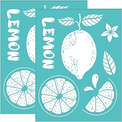 Lemon Self-Adhesive Silk Screen Printing Stencil, for Painting on Wood, DIY Decoration T-Shirt Fabric, Turquoise, Lemon Pattern, 280x220mm